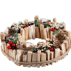 Adventskranz Mit Roten Beeren Und Zapfen