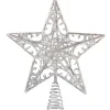 Baumspitze Stern Mit Glimmer, Silber