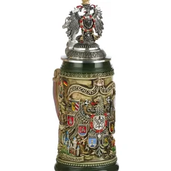 Bierkrug Mit Zinnadler "Stadtwappen", Braun, 0,4L