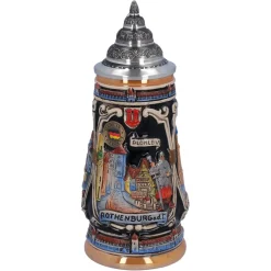 Bierkrug Mit Zinndeckel "Rothenburg Mit Ritter", 0,25 L