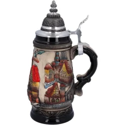 Bierkrug Mit Zinndeckel 