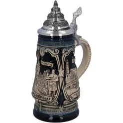 Bierkrug Mit Zinndeckel "Rothenburg Mit Ritter", 0,25L