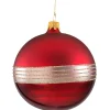 Glaskugel Bordeaux Matt Mit Glitterband, 10Cm