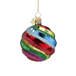 Glaskugel Bunt Mit Spiraldekor, 6 Cm