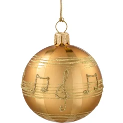 Glaskugel Gold Mit Noten, 6 Cm