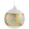 Glaskugel Grun-Gold Mit Weisem Muster, 7 Cm
