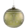 Glaskugel Grun Mit Weisem Muster, 8 Cm