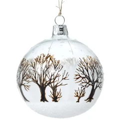 Glaskugel Klar Mit Braunen Baumen, 8Cm
