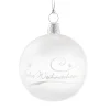 Glaskugel Klar/Weis „Frohe Weihnachten", 6 Cm