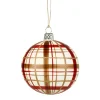 Glaskugel Mit Karomuster Weis Matt, 8Cm