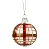 Glaskugel Mit Karomuster Weis Matt, 6Cm