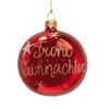 Glaskugel Rot "Frohe Weihnachten", 8 Cm