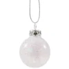 Glaskugel Weis Mit Silber Glimmer, 3 Cm