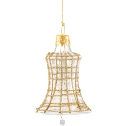 Glocke Klar Mit Glitzer Gold/Weis