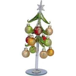 Gruner Glasbaum Mit Bunten Kugeln, 23Cm