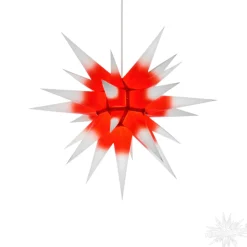 Herrnhuter Papierstern, Rot/Weis, 60Cm