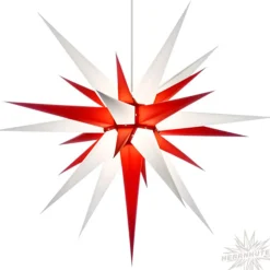 Herrnhuter Papierstern, Weis/Rot, 80Cm