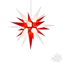 Herrnhuter Papierstern, Weis/Rot, 60Cm