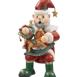 Holzknoddl "Weihnachtsmann Mit Schaukelpferd"