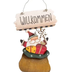 Schild Weihnachtsmann "Willkommen"