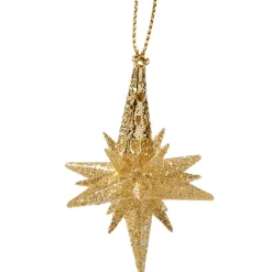 Stern Mit Glimmer, Gold, 6 Cm